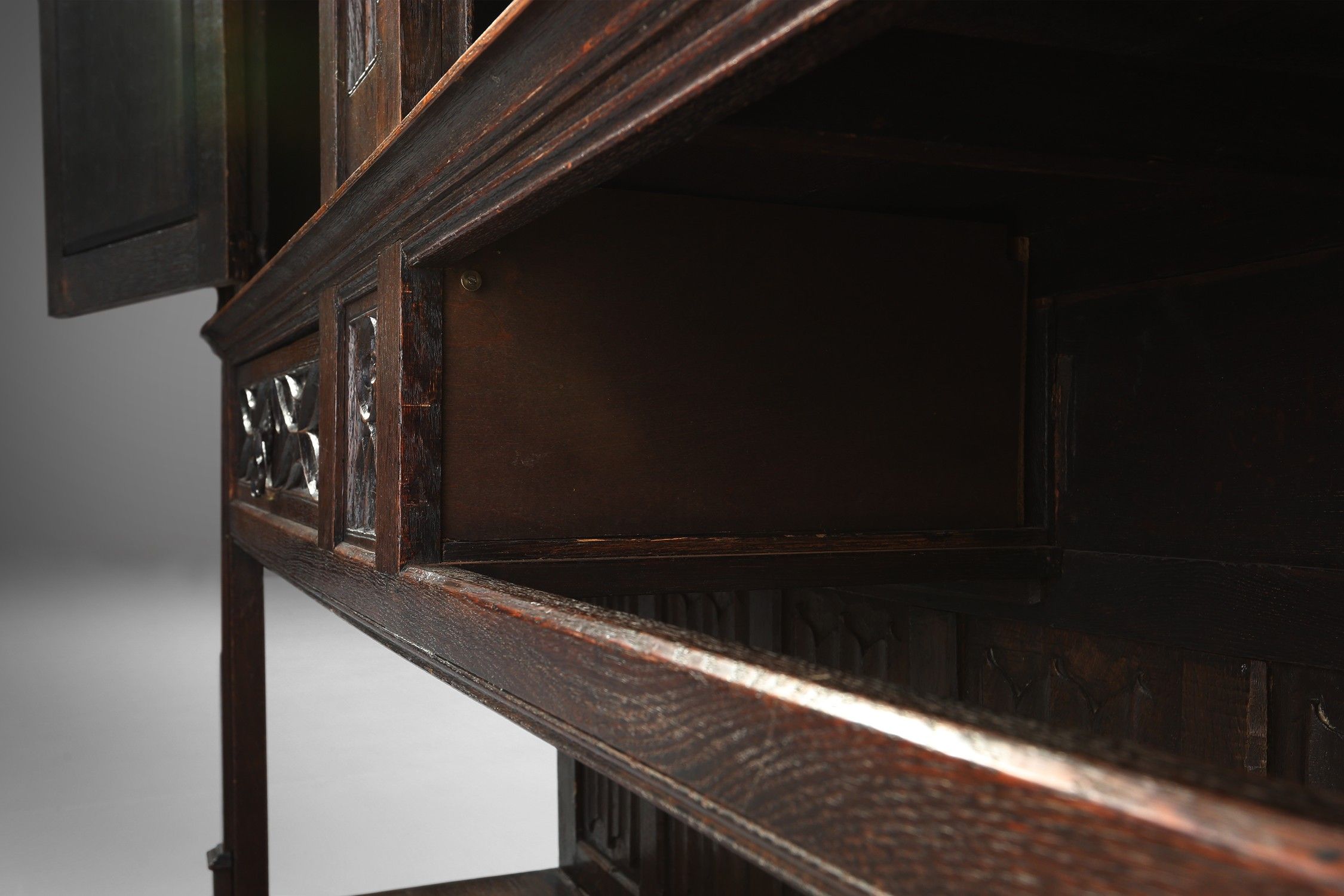 Neo-gothic cabinet in oak with concealed storage and rich decorations, France, 1850sthumbnail